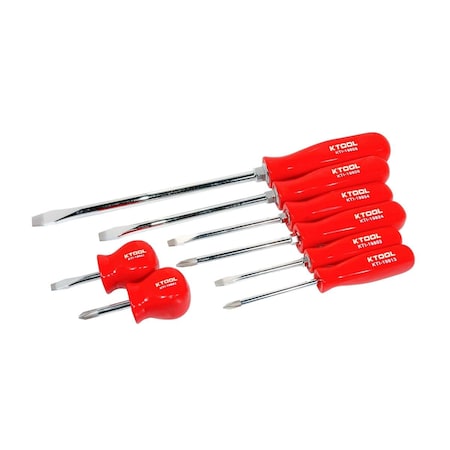 K-Tool International Phillip/Slotted Screwdrivr Set, Red, 8pcs. KTI-19800
